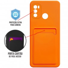 Capa para Motorola Moto G40 Fusion e G60 - Emborrachada Case Card Laranja